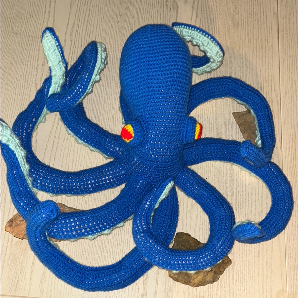 Handmade Blue Crocheted Octopus Toy